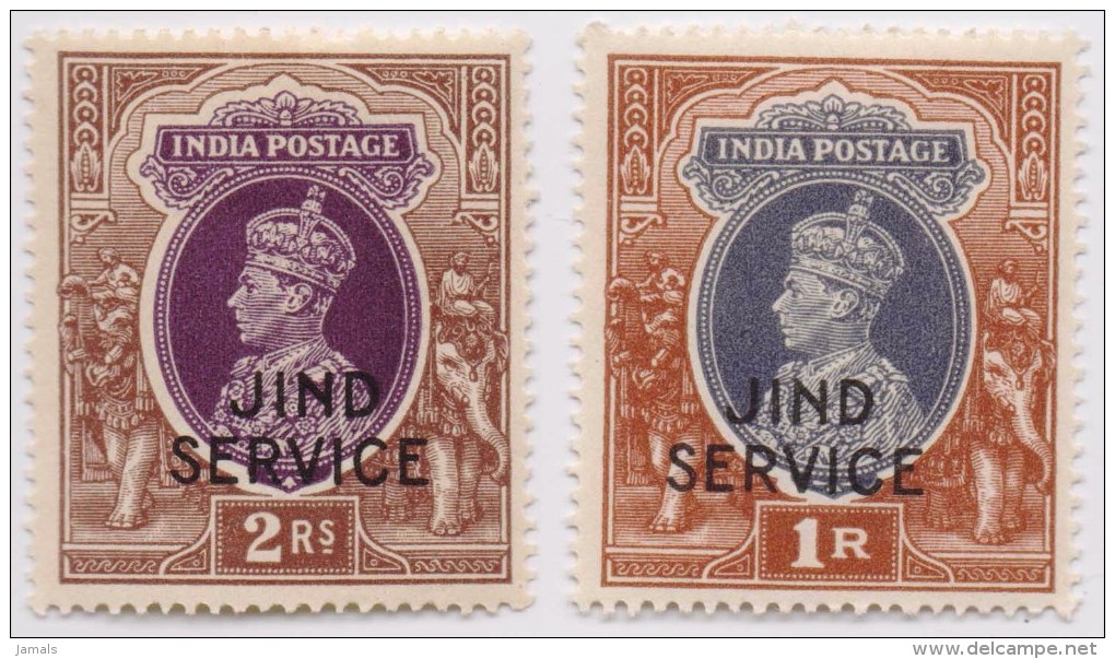 Br India, King George VI, 2r And 1r MLH, Princely State Jind Overprint, Service, Inde Indien - Jhind