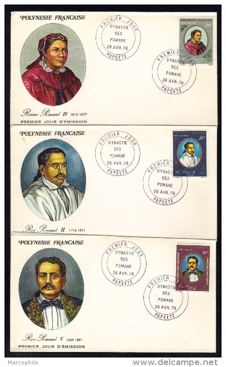 POLYNESIE FRANCAISE - PAPEETE / 1976 - 3 ENVELOPPES FDC - LIRE DETAIL  (ref 7021) - Covers & Documents