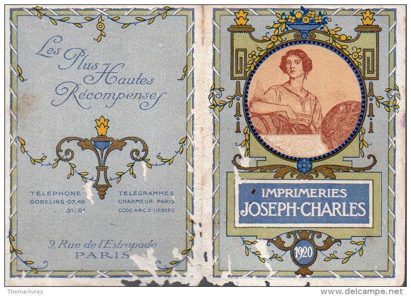 Calendrier 1920 Imprimerie Joseph-charles (paris) (PPP2310) - Kleinformat : 1901-20