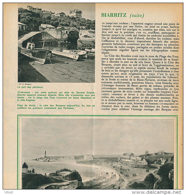 1962 : Document, BIARRITZ (6 Pages Illustrées) Port Des Pêcheurs, Plage Des Fous, Côte Des Basques, Plage... - Ohne Zuordnung