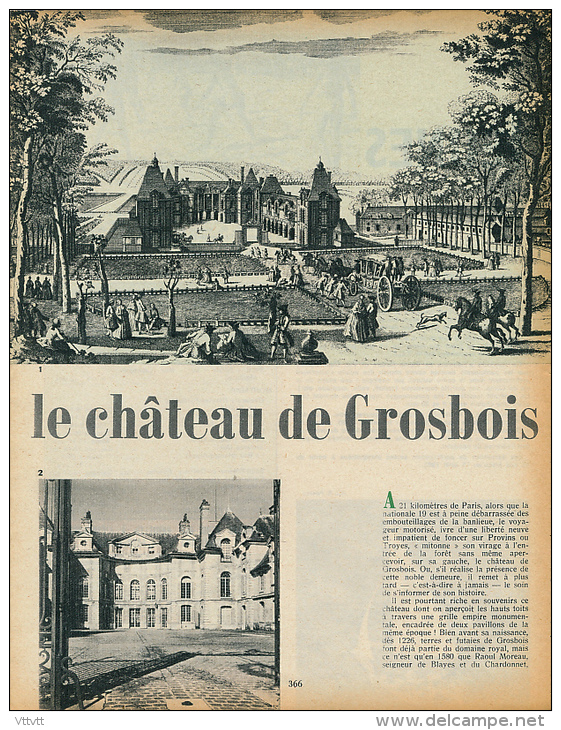 1962 : Document, CHATEAU DE GROSBOIS (5 Pages Illustrées) Façade, Salon Régence, Salle à Manger, Salon Des Huissiers... - Unclassified