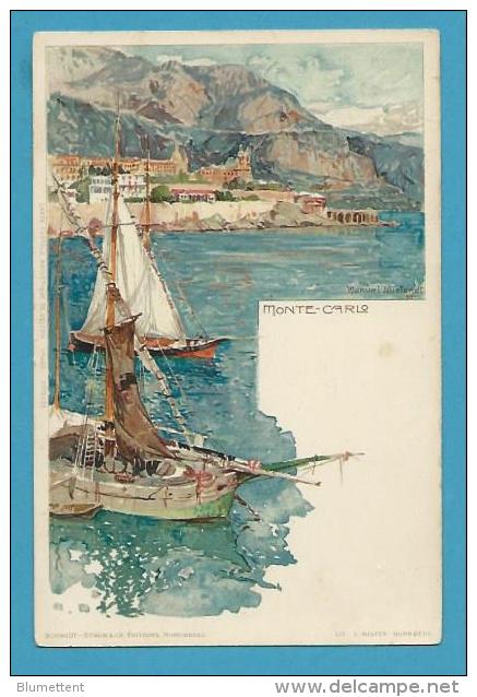 CPA Litho Gruss Souvenir De MONACO MONTE CARLO - Sonstige & Ohne Zuordnung