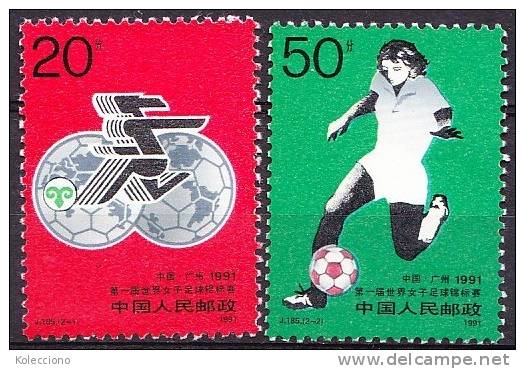 China 1991 Yvert 3097 / 98, 1st Women Football World Cup, MNH - Nuovi