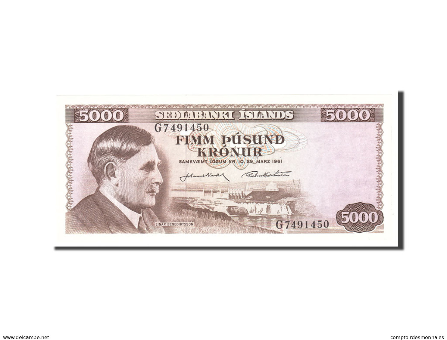 Billet, Iceland, 5000 Krónur, 1961, 1961-03-29, KM:47a, NEUF - Islanda