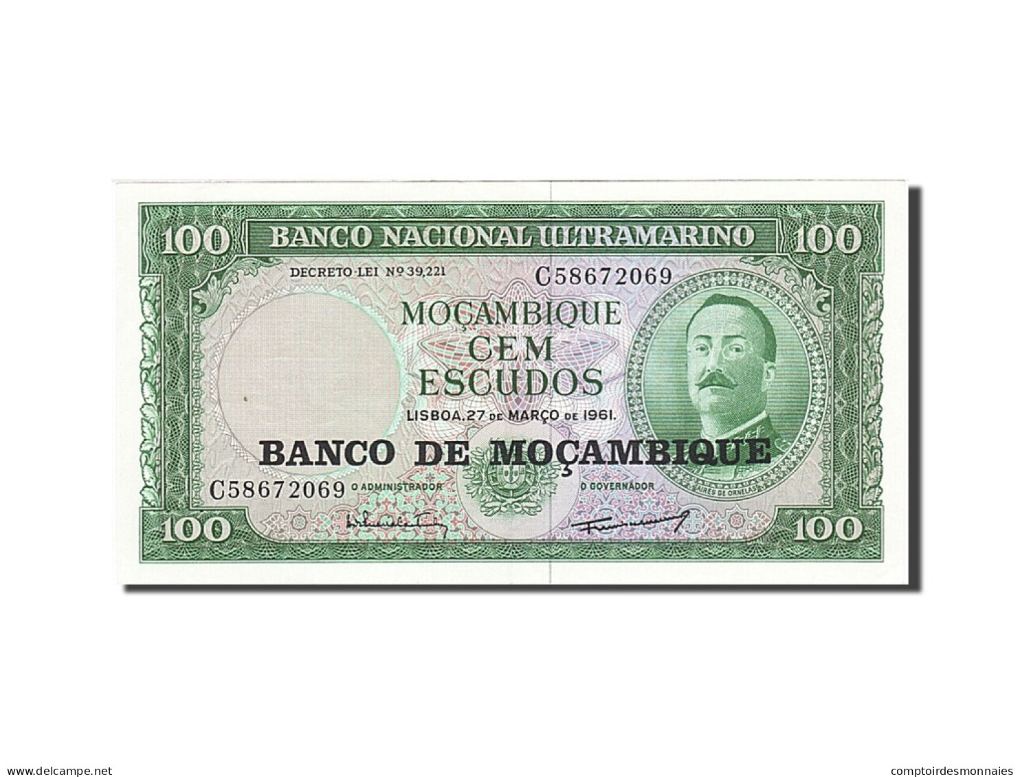 Billet, Mozambique, 100 Escudos, 1961, 1961-03-27, KM:109a, SPL - Mozambique