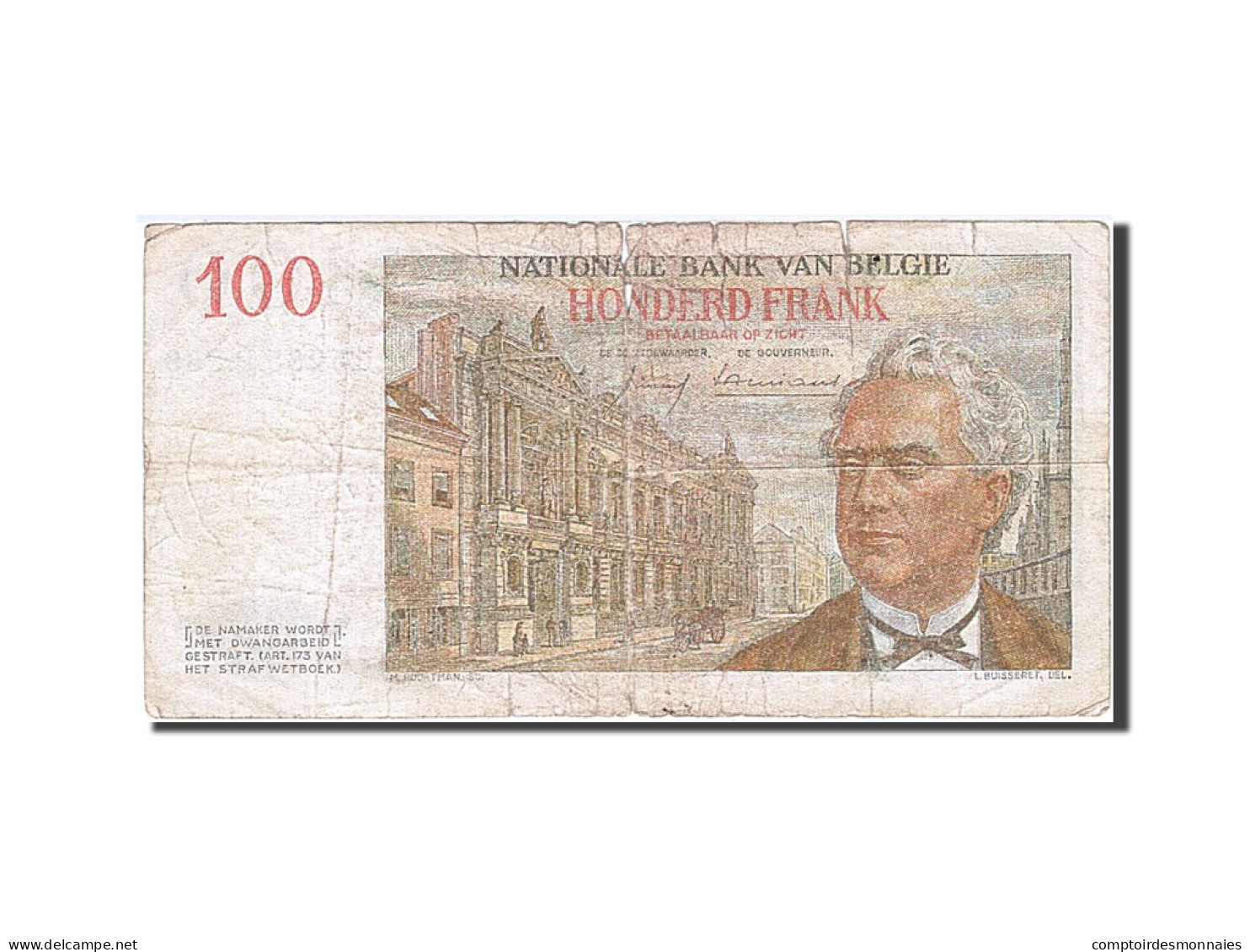 Billet, Belgique, 100 Francs, 1952-1959, 1959-07-07, KM:129c, B+ - 100 Francos
