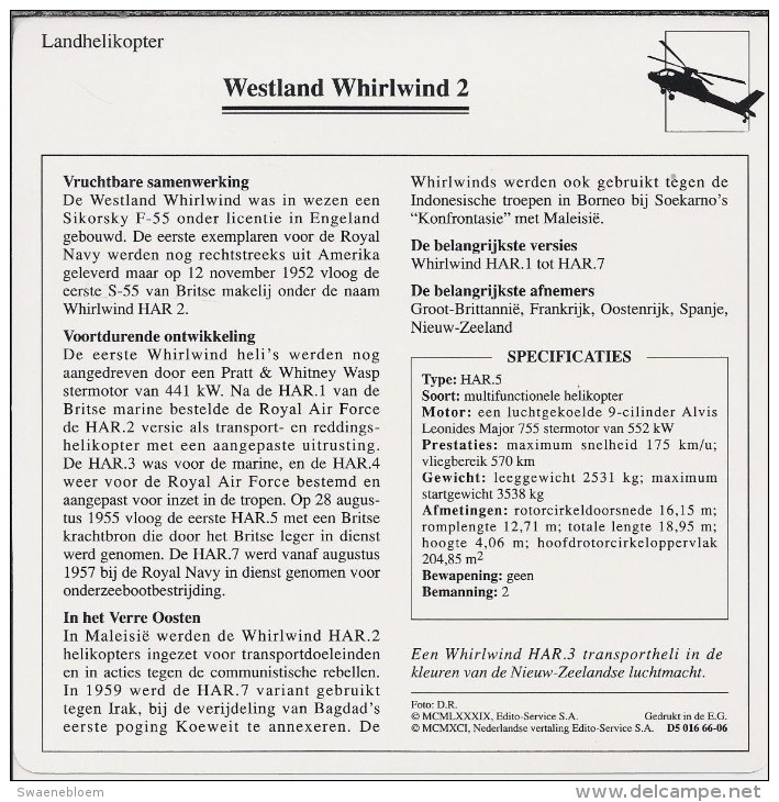 Helikopter.- Westland Whirlwind 2 - Groot-Brittannië. Engeland. 2 Scans - Helicópteros