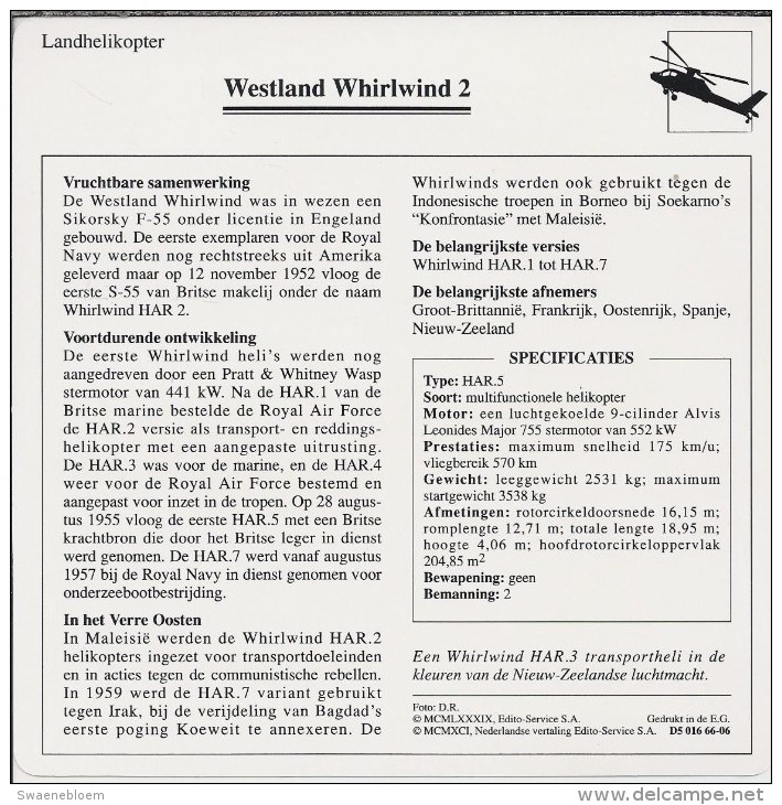 Helikopter.- Westland Whirlwind 2 - Groot-Brittannië. Engeland. 2 Scans - Elicotteri