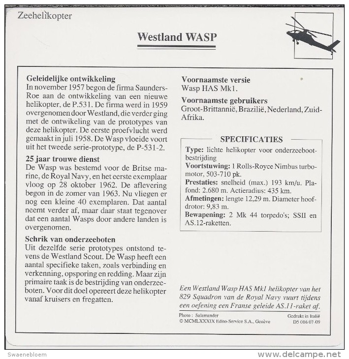 Helikopter.- Westland WASP - Groot-Brittannië. Engeland. 2 Scans - Hubschrauber