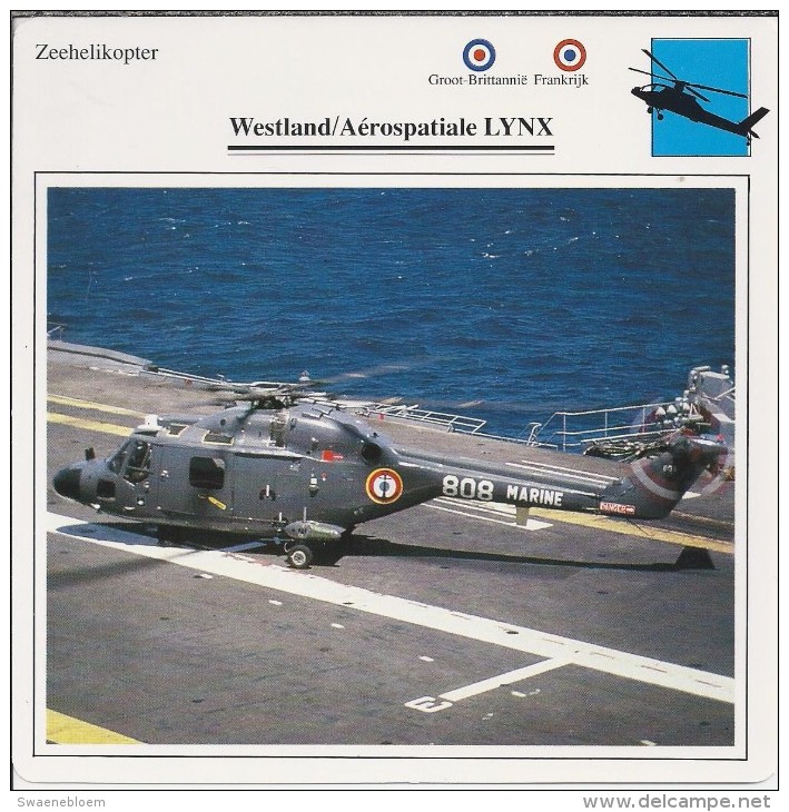 Helikopter.- Westland / Aérospatiale - LYNX - Groot-Brittannië. Engeland - Frankrijk. 2 Scans - Helicópteros