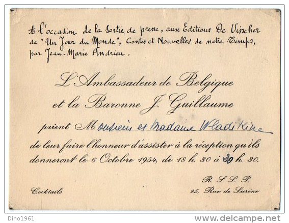 VP2758 - PARIS -  Carte D´invitation  - Mr L´Ambassadeur De Belgique Et La Baronne J GUILLAUME - Autres & Non Classés