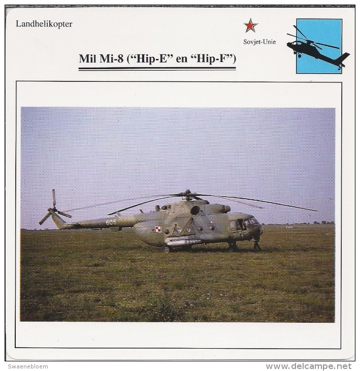 Helikopter.- Helicopter - MIL MI-8 - Hip-E En Hip-F - U.S.S,R,. Sovjet-Unie. 2 Scans - Helikopters
