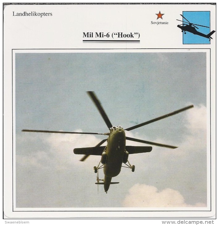 Helikopter.- Helicopter - MIL MI-6 - Hook - U.S.S,R,. Sovjet-Unie. 2 Scans - Helicópteros