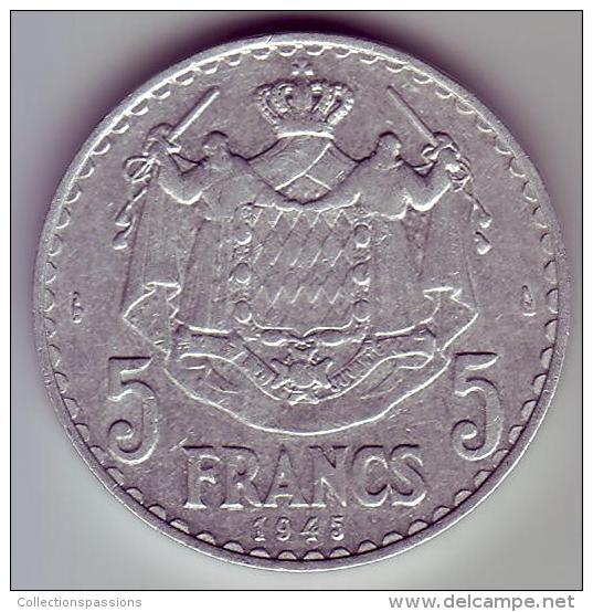 - MONACO - Louis II Prince De Monaco - 5 Francs. 1945 - - 1922-1949 Louis II