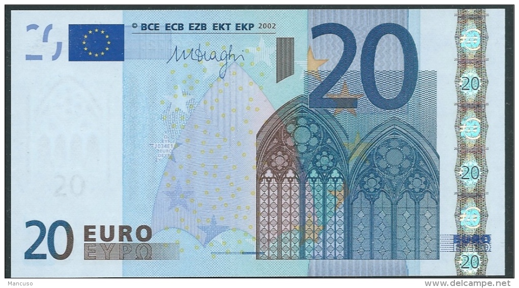 S  ITALIA 20 EURO  J034  E1  DRAGHI  UNC - 20 Euro