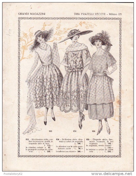 Ditta F.LLi Vecchi, Milano. Catalogo Primavera Estate 1922. Confezioni Novità Per Signora. - Mode