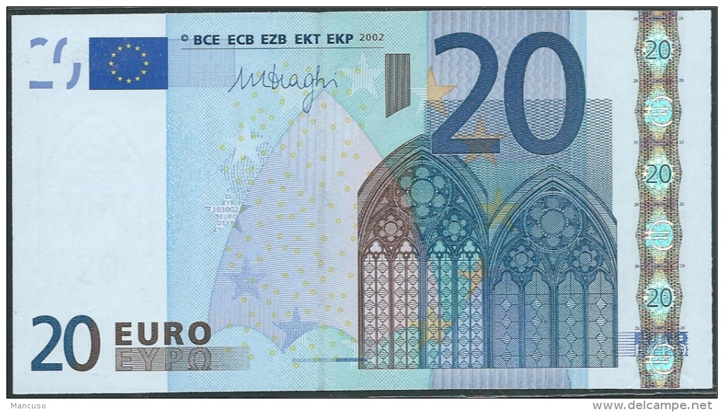 S  ITALIA 20 EURO  J030  G2  DRAGHI  UNC - 20 Euro