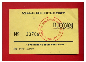 950-1 - Ticket  " Lion De Belfort " Pour Collection - Tickets D'entrée