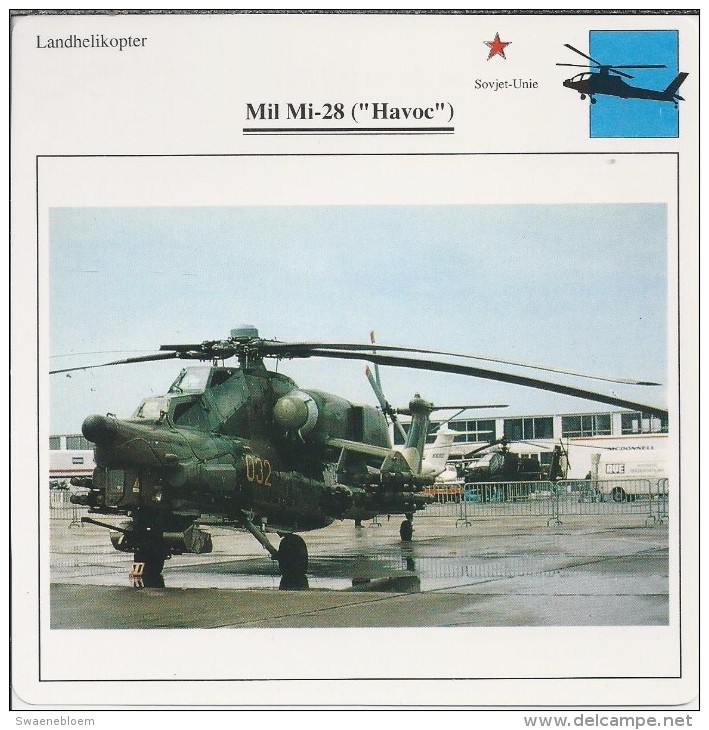 Helikopter.- Helicopter - MIL MI-28 - Havoc - U.S.S,R,. Sovjet-Unie. 2 Scans - Helicopters