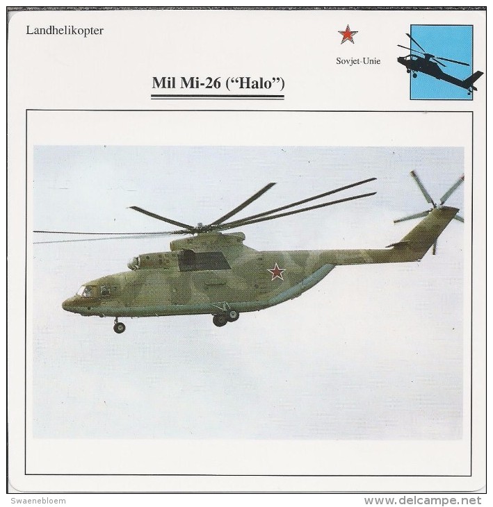 Helikopter.- Helicopter - MIL MI-26 - Halo - U.S.S,R,. Sovjet-Unie. 2 Scans - Helicópteros