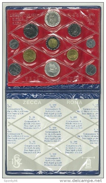 SERIE DIVISIONALE - ZECCA DELLO STATO - ANNO 1986 - 10 MONETE - FDC - ROMA - A CORSO LEGALE DI SPECIALE SCELTA - Jahressets & Polierte Platten