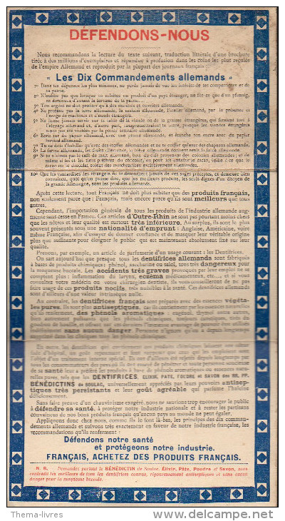 Calendrier 1912 Dentifrice Des Bénédictins (soulac) (¨PPP2312) - Petit Format : 1901-20