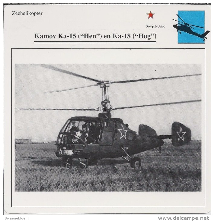 Helikopter.- Helicopter - Kamov Ka-15 - Hen - U.S.S,R,. Sovjet-Unie. 2 Scans - Helikopters