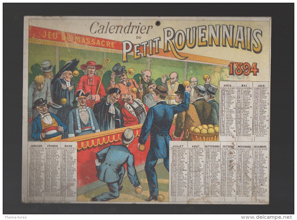 Calendrier Du PETIT ROUENNAIS (Rouen, Seine Inférieure) 1894 (CAT 2030) - Groot Formaat: ...-1900