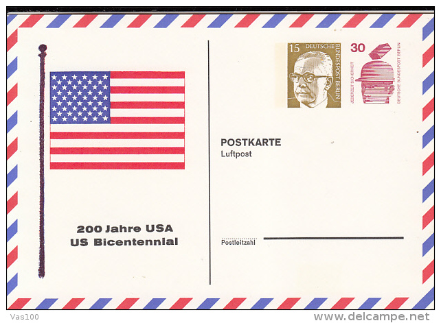 US BICENTENNIAL, FRAG, G. HEINEMANN, ALL TIME SAFETY, ACCIDENTS PREVENTION, PC STATIONERY, ENTIER POSTAL, PP71, GERMANY - Private Postcards - Mint