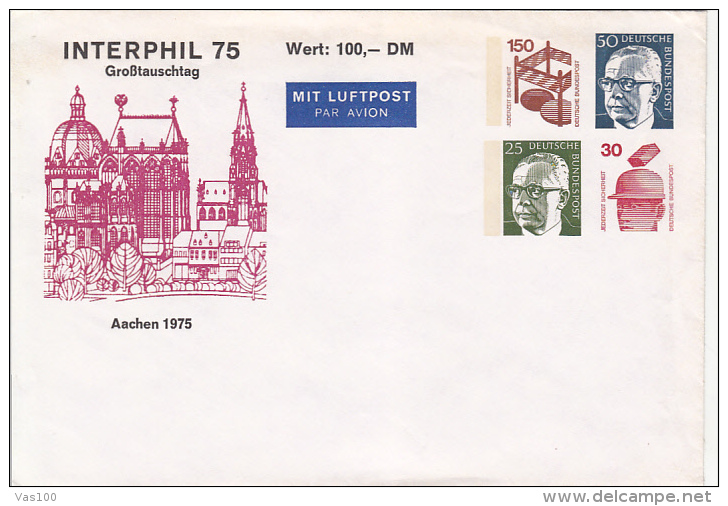 AACHEN PHILATELIC EXHIBITION, G. HEINEMANN, ACCIDENTS PREVENTION, COVER STATIONERY, ENTIER POSTAL, PU61, 1975, GERMANY - Enveloppes - Neuves