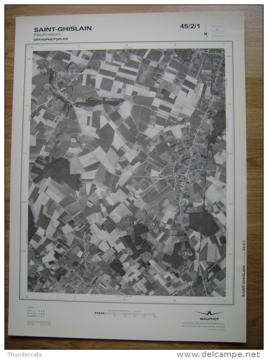 GRAND PHOTO VUE AERIENNE 66 Cm X 48 Cm De 1979 SAINT GHISLAIN NEUFMAISON - Cartes Topographiques