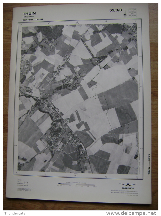 GRAND PHOTO VUE AERIENNE 66 Cm X 48 Cm De 1979  THUIN THUILLIES - Cartes Topographiques