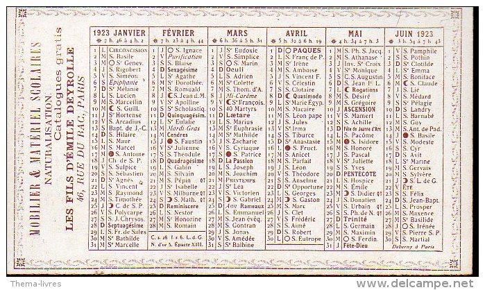 Calendrier 1923 LES FILS D'EMILE DEYROLLE (PPP2316) - Formato Piccolo : 1921-40