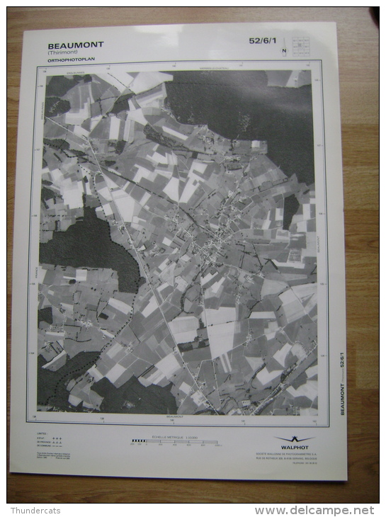 GRAND PHOTO VUE AERIENNE 66 Cm X 48 Cm De 1985 BEAUMONT THIRIMONT - Cartes Topographiques