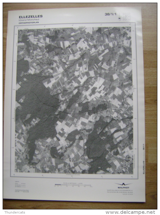 GRAND PHOTO VUE AERIENNE 66 Cm X 48 Cm De 1979 ELLEZELLES GRAND MONCHAU - Cartes Topographiques