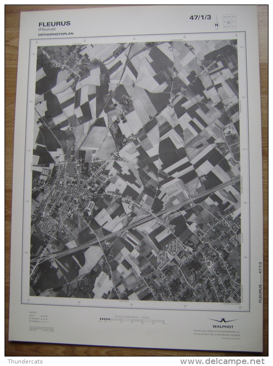 GRAND PHOTO VUE AERIENNE 66 Cm X 48 Cm De 1979  FLEURUS FLEURUS - Mapas Topográficas