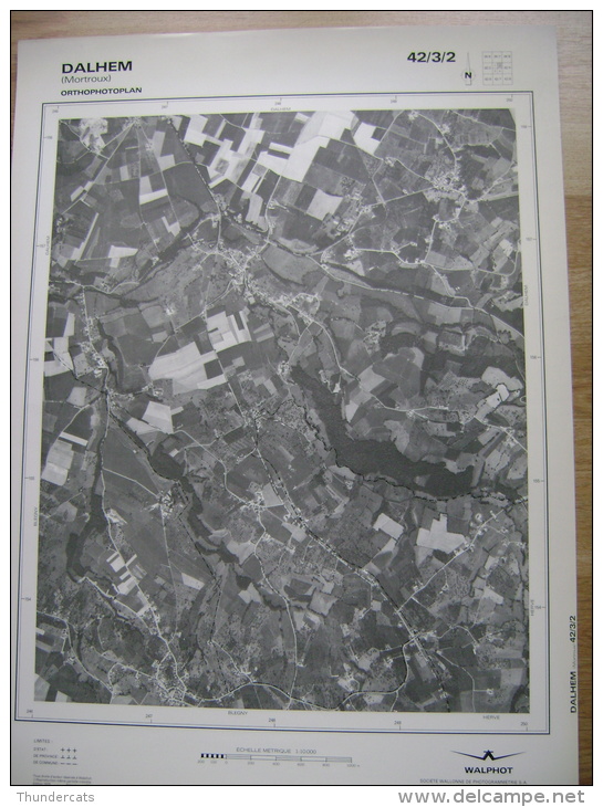 GRAND PHOTO VUE AERIENNE 66 Cm X 48 Cm De 1979 DALHEM MORTROUX - Topographical Maps