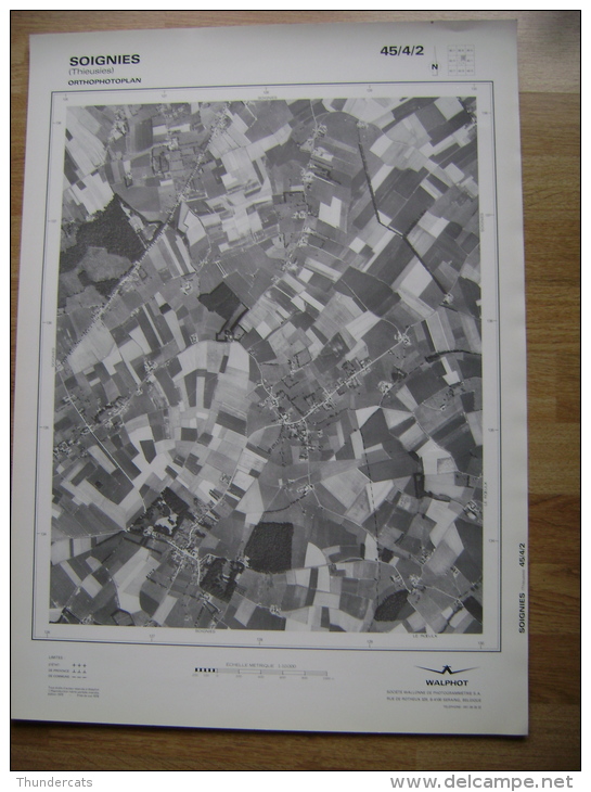 GRAND PHOTO VUE AERIENNE 66 Cm X 48 Cm De 1979  SOIGNIES THIEUSIES - Cartes Topographiques