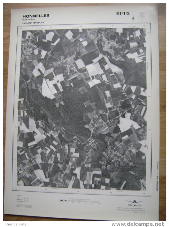 GRAND PHOTO VUE AERIENNE 66 Cm X 48 Cm De 1981 HONNELLES ONNEZIES - Cartes Topographiques
