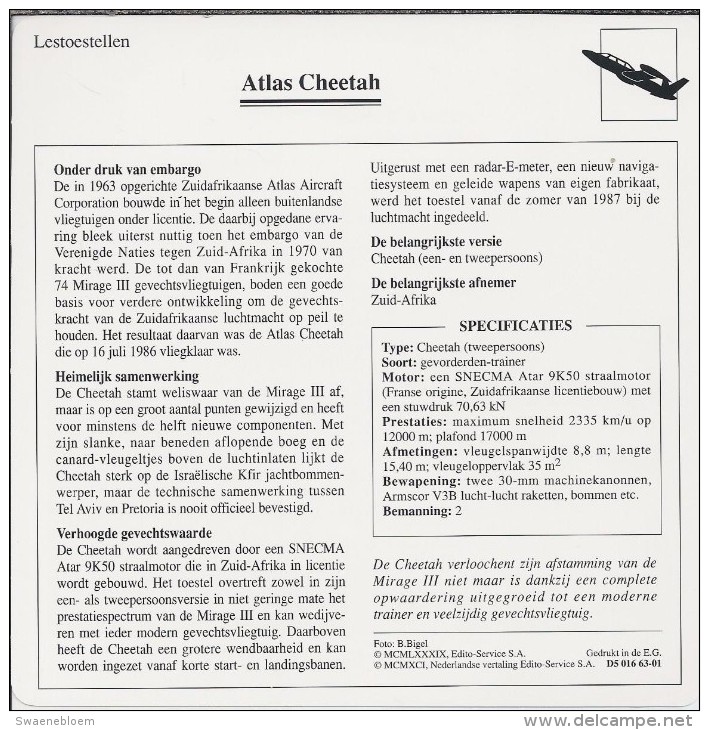 Vliegtuigen.- Lesvliegtuig. Lestoestel. Atlas Cheetah. 2 Scans - Andere & Zonder Classificatie