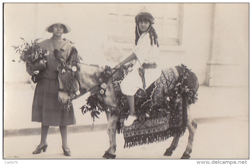 Trouville 14 - Carte-Photo - Déguisement Défilé Fête Fillette Ane Oriental - Juif - Trouville