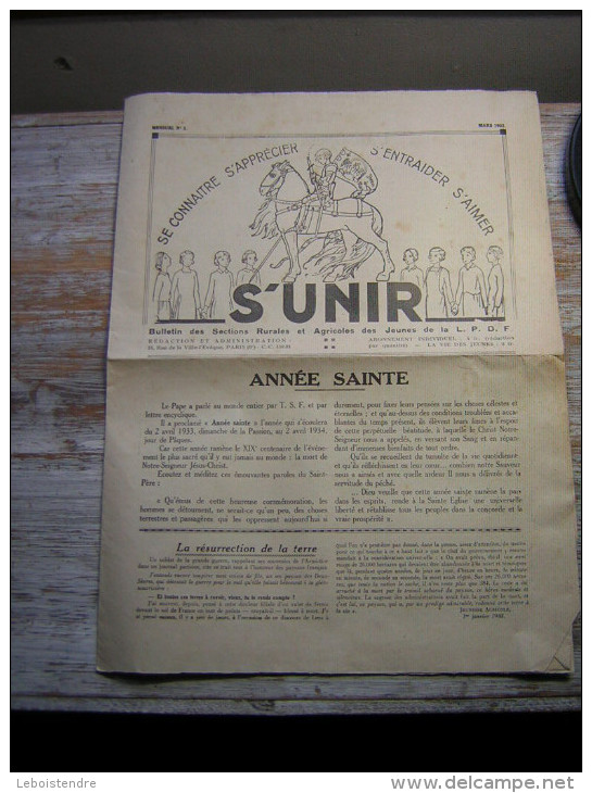 MARS 1936  MENSUEL N° 3  S´UNIR SE CONNAITRE S´APPRECIER S´ENTRAIDER S´AIMER BULLETIN DES SECTIONS RURALES ET AGRICOLES - Autres & Non Classés