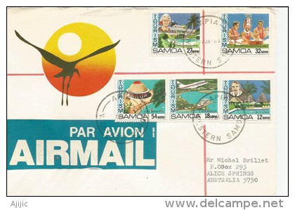 Le Tourisme Aux îles Samoa, Yvert 490/94, Série Complète Sur Lettre Adressée En Australie - Samoa