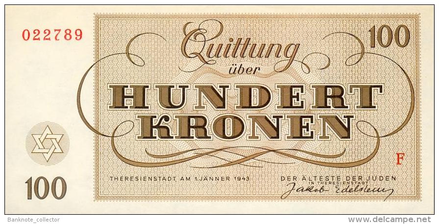 Deutschland, Germany - Set 1 - 100 Kronen, Lagergeld - KZ Theresienstadt, 1943, UNC ! - Sonstige & Ohne Zuordnung