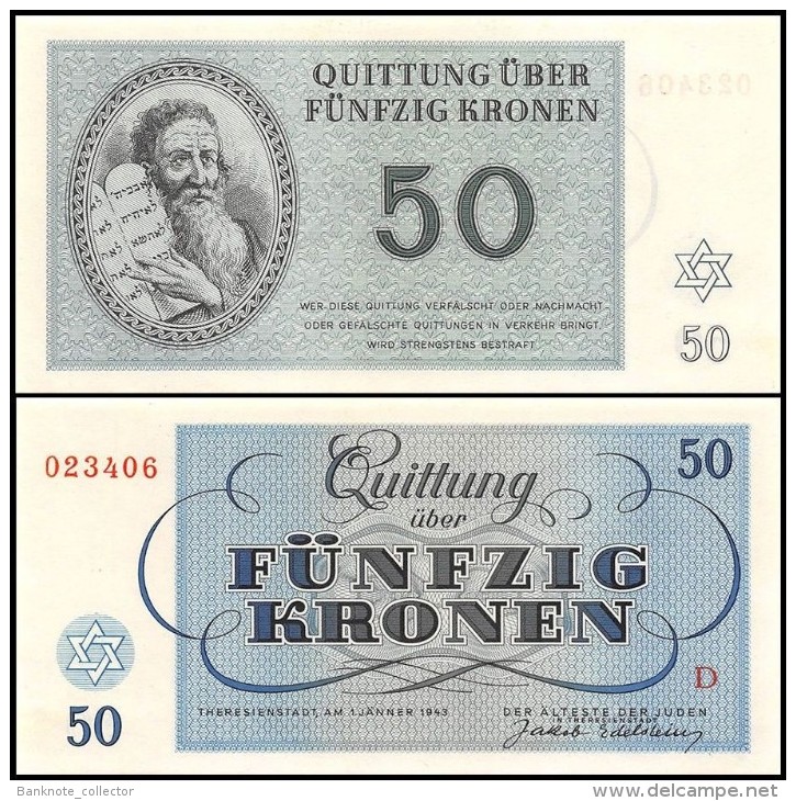 Deutschland, Germany - Set 1 - 100 Kronen, Lagergeld - KZ Theresienstadt, 1943, UNC ! - Sonstige & Ohne Zuordnung