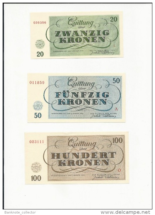 Deutschland, Germany - Set 1 - 100 Kronen, Lagergeld - KZ Theresienstadt, 1943, UNC !