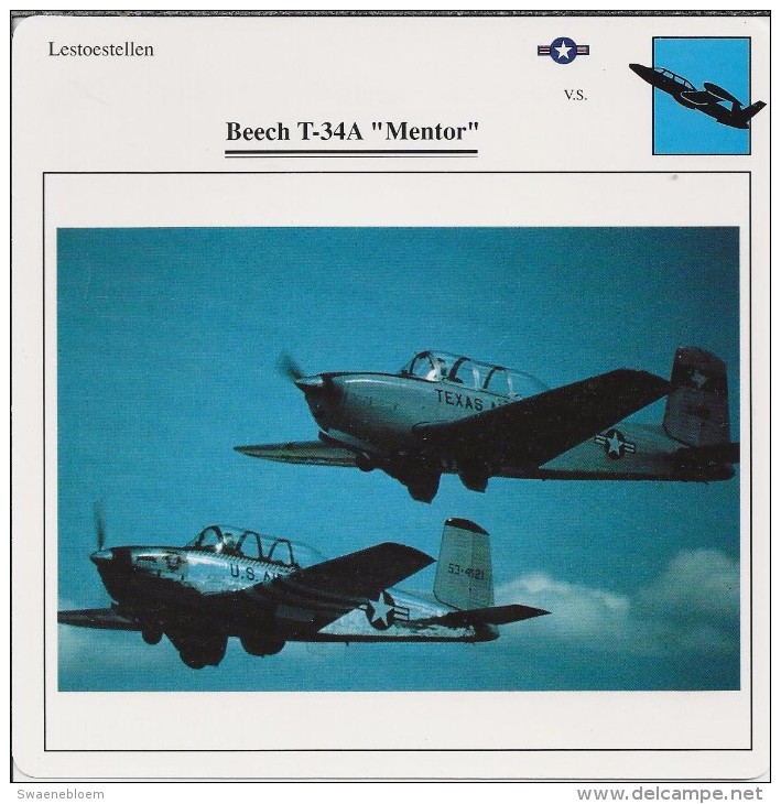 Vliegtuigen.- Lesvliegtuig. Lestoestel. Beech T-34A - Mentor - 2 Scans - Andere & Zonder Classificatie