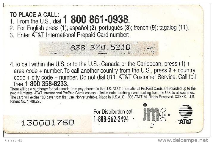 CARTE* PREPAYEE-USA-10$-1998-AT&T--RRING LATITUDE-GRATTE-Plastic Fin-T BE-RARE - AT&T