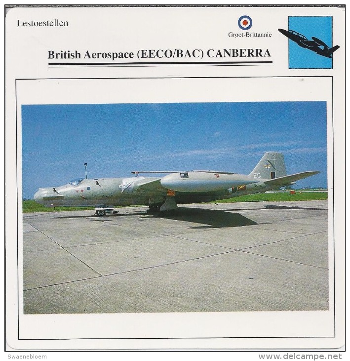 Vliegtuigen.- Lesvliegtuig. Lestoestel. British Aerospace - EECO/BAC - CANBERRA - 2 Scans - Andere & Zonder Classificatie