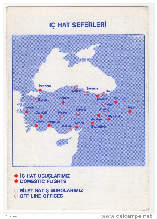 TURQUIE,TURKEI TURKEY TURKISH AIRLINES THY. WINTER TIMETABLE - Tijdstabellen